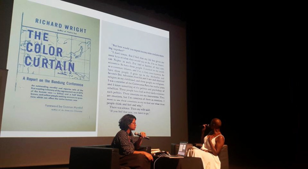 References to the Black Aesthetics were constant: here a passage of Richard Wright's book on his decision to report on the Bandung conference. Visual included in Nathalie's art installation.