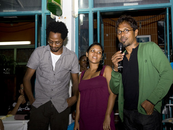The Galvanize Project: Mario Lewis, Tamara Tan and Steve Ouditt (Trinidad) discussing their project presented at Art Bemao '10, curated by artist Jean-Marc Hunt
