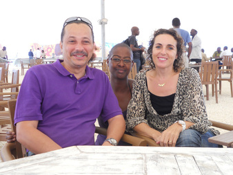 Three members of L'Artocarpe invited at the Fesman, Dakar, Senegal - December 2010. Hélène Valenzuela, Thierry Fazian and Joëlle
