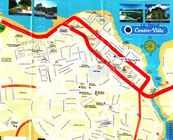 L'Artocarpe on the map... We are right in the middle of the town of Le Moule, Guadeloupe, French Caribbean