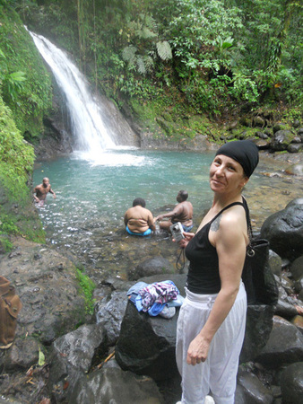 Cristina (Italy) at the Waterfall, Guadeloupe - 2011