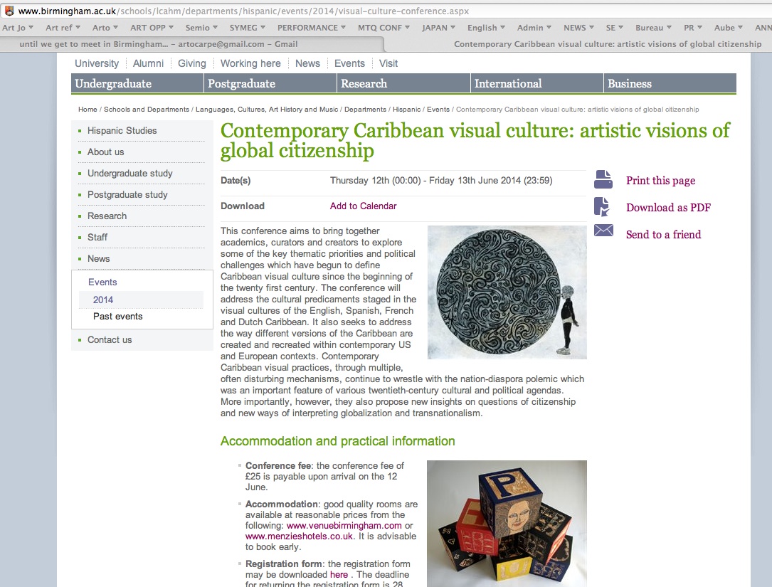 Photos: Artwork showing on the webpage are from Jorge Pineda and Belkis Ramirez from the Quintapata (Santo Domingo)