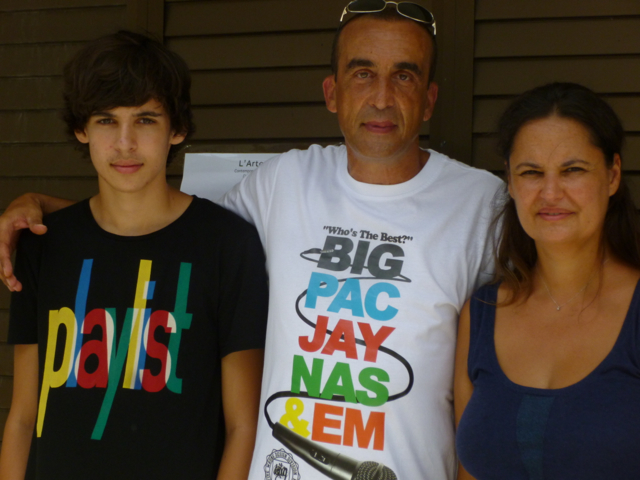 Isabelle Levenez (Right) in residence with her family, son Adam, an husband Stephan, a HIP HOP artist