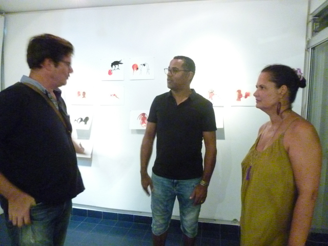 Thierry Major and Yves Bercion, both members based in Guadeloupe exchanging with Isabelle on L'Artocarpe's first floor