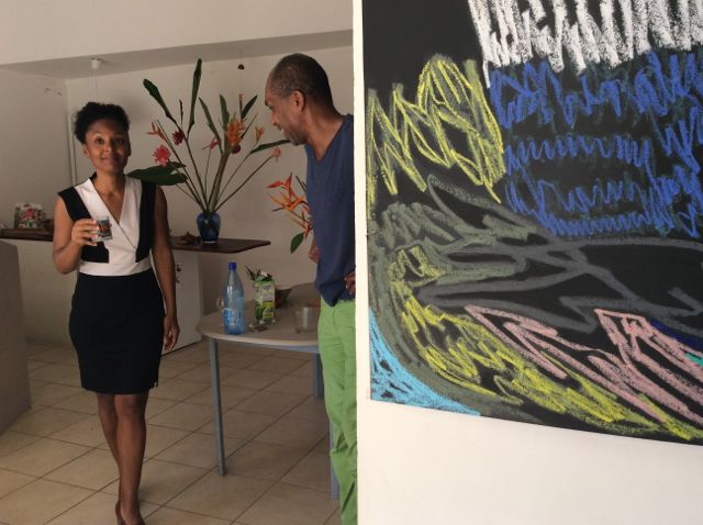 Our secretary Valerie Jean-Baptiste is a Teacher in Guadeloupe. Seen here during the visit of our member Julie Bessard's studio. Martinique.
